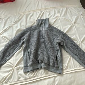 Lululemon Gray Sherpa Quarter-Zip Sweater